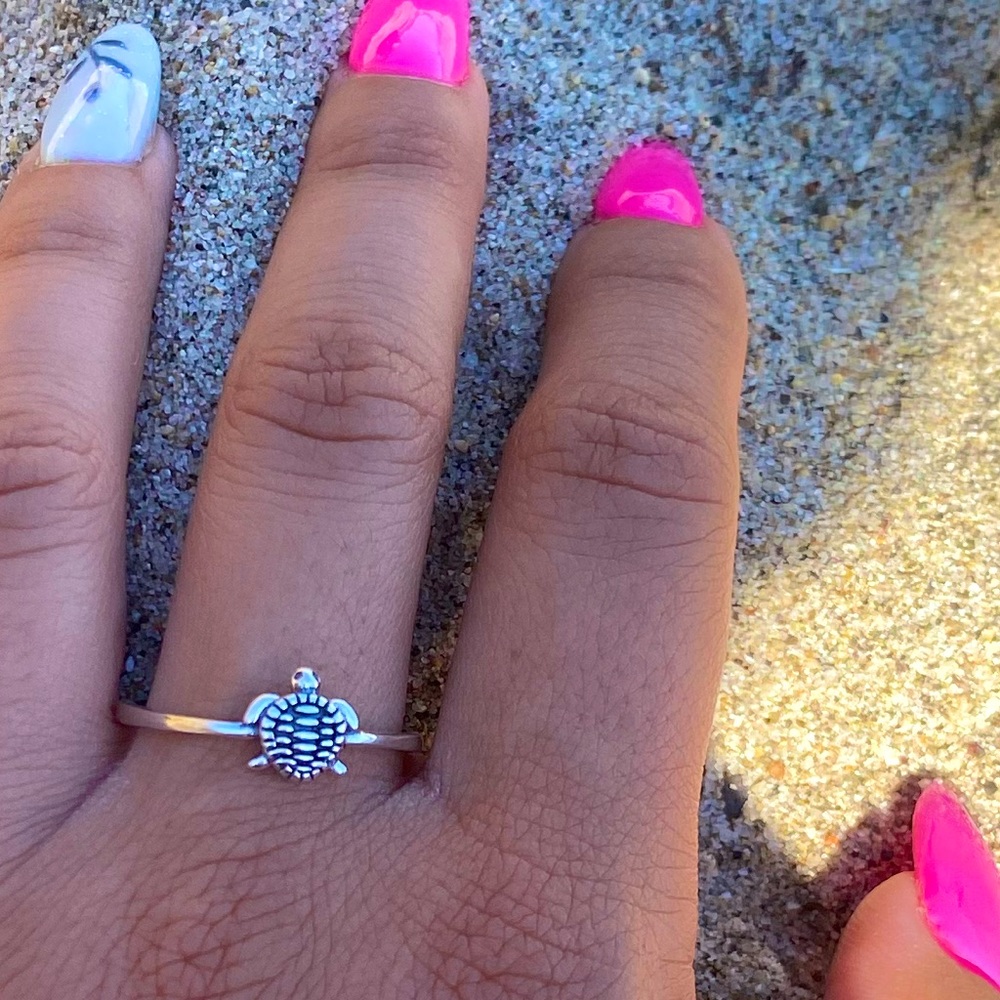 Simple Turtle 925 Sterling Silver Ring - image 1